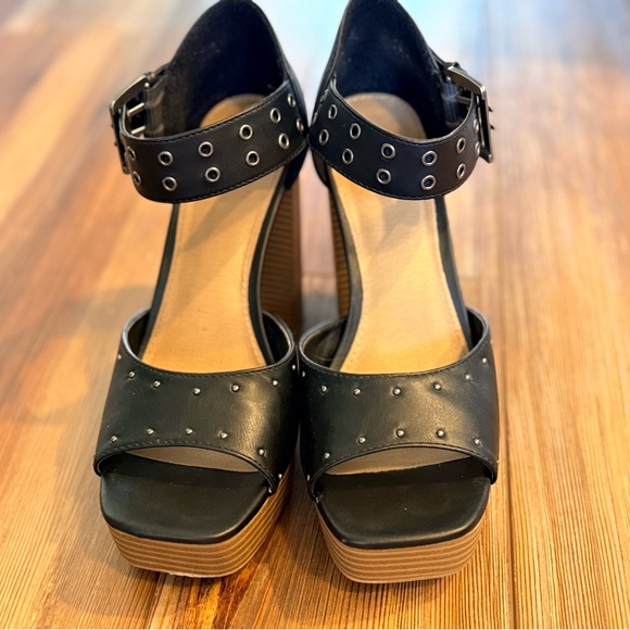 Report Shoes - Report Petunia Black Studded Platform Heels